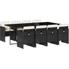 Image de vidaXL Salon de jardin 9 pièces avec coussins noir poly rotin