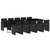 Image de vidaXL Ensemble de jardin 11 pièces avec coussins Noir Poly Rattan
