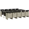 Image de vidaXL Salon de jardin 11 pièces avec coussins gris clair Poly rotin