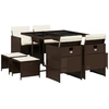 Image de vidaXL Salon de jardin 9 pièces avec coussins Marron Poly rotin