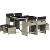 Image de vidaXL Salon de jardin 9 pièces avec coussins gris clair Poly rotin