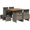 Image de vidaXL Salon de jardin 9 pièces avec coussins Gris Poly Rattan