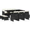 Image de vidaXL Ensemble de jardin 11 pièces avec coussins Noir Poly Rattan