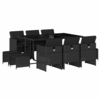 Image de vidaXL Ensemble de jardin 11 pièces avec coussins Noir Poly Rattan