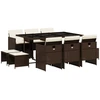 Image de vidaXL Ensemble de jardin 11 pièces avec coussins Marron Poly rotin