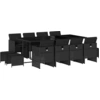 Image de vidaXL Ensemble de jardin 13 pièces avec coussins Noir Poly Rattan