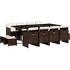 Image de vidaXL Ensemble de jardin 13 pièces avec coussins Marron Poly rotin