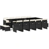 Image de vidaXL Ensemble de jardin 15 pièces avec coussins Noir Poly Rattan