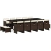 Image de vidaXL Ensemble de jardin 15 pièces avec coussins Marron Poly rotin
