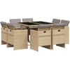 Image de vidaXL Salon de jardin 9 pièces avec coussins Mélange beige Poly rotin