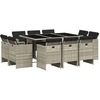 Image de vidaXL Salon de jardin 11 pièces avec coussins gris clair Poly rotin