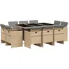 Image de vidaXL Salon de jardin 11 pièces avec coussins Mélange beige Poly rotin