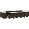 Image de vidaXL Ensemble de jardin 15 pièces avec coussins Marron Poly rotin