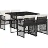 Image de vidaXL Ensemble de jardin 5 pièces avec coussins Noir Poly Rattan