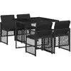 Image de vidaXL Ensemble de jardin 5 pièces avec coussins Noir Poly Rattan