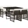 Image de vidaXL Ensemble de jardin 5 pièces avec coussins Marron Poly rotin