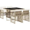 Image de vidaXL Salon de jardin 5 pièces avec coussins Beige Poly Rattan
