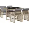 Image de vidaXL Salon de jardin 5 pièces avec coussins Beige Poly Rattan