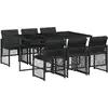 Image de vidaXL Ensemble de jardin 7 pièces avec coussins Noir Poly Rattan