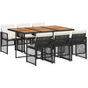 Image de vidaXL Ensemble de jardin 7 pièces avec coussins Noir Poly Rattan