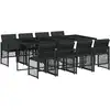 Image de vidaXL Salon de jardin 9 pièces avec coussins noir poly rotin