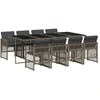 Image de vidaXL Salon de jardin 9 pièces avec coussins Gris Poly Rattan