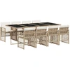 Image de vidaXL Salon de jardin 9 pièces avec coussins Beige Poly Rattan
