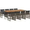 Image de vidaXL Salon de jardin 9 pièces avec coussins Gris Poly Rattan