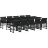 Image de vidaXL Ensemble de jardin 11 pi ¨ces avec coussins Noir Poly Rattan