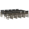 Image de vidaXL Ensemble de jardin 11 pièces avec coussins Gris Poly rotin