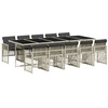 Image de vidaXL Salon de jardin 11 pièces avec coussins gris clair Poly rotin
