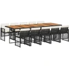 Image de vidaXL Ensemble de jardin 11 pièces avec coussins Noir Poly Rattan