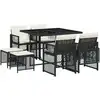 Image de vidaXL Salon de jardin 9 pièces avec coussins noir poly rotin