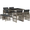 Image de vidaXL Salon de jardin 9 pièces avec coussins Gris Poly Rattan
