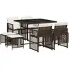 Image de vidaXL Salon de jardin 9 pièces avec coussins Marron Poly rotin