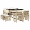 Image de vidaXL Salon de jardin 9 pièces avec coussins Beige Poly Rattan