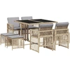 Image de vidaXL Salon de jardin 9 pièces avec coussins Beige Poly Rattan