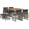 Image de vidaXL Salon de jardin 9 pièces avec coussins Gris Poly Rattan
