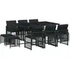 Image de vidaXL Ensemble de jardin 11 pièces avec coussins Noir Poly Rattan