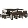 Image de vidaXL Ensemble de jardin 11 pièces avec coussins Marron Poly rotin
