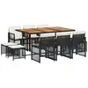 Image de vidaXL Ensemble de jardin 11 pièces avec coussins Noir Poly Rattan