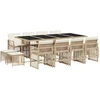 Image de vidaXL Salon de jardin 13 pi ¨ces avec coussins Beige Poly Rattan