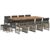 Image de vidaXL Ensemble de jardin 13 pièces avec coussins Gris Poly rotin