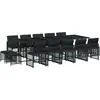 Image de vidaXL Ensemble de jardin 15 pièces avec coussins Noir Poly Rattan