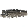Image de vidaXL Ensemble de jardin 15 pièces avec coussins Gris Poly rotin
