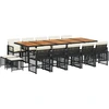 Image de vidaXL Ensemble de jardin 15 pièces avec coussins Noir Poly Rattan