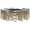 Image de vidaXL Salon de jardin 9 pièces avec coussins Mélange beige Poly rotin