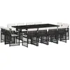 Image de vidaXL Ensemble de jardin 13 pièces avec coussins Noir Poly Rattan