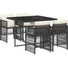 Image de vidaXL Ensemble de jardin 5 pièces avec coussins Noir Poly Rattan