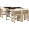 Image de vidaXL Salon de jardin 5 pièces avec coussins Beige Poly Rattan